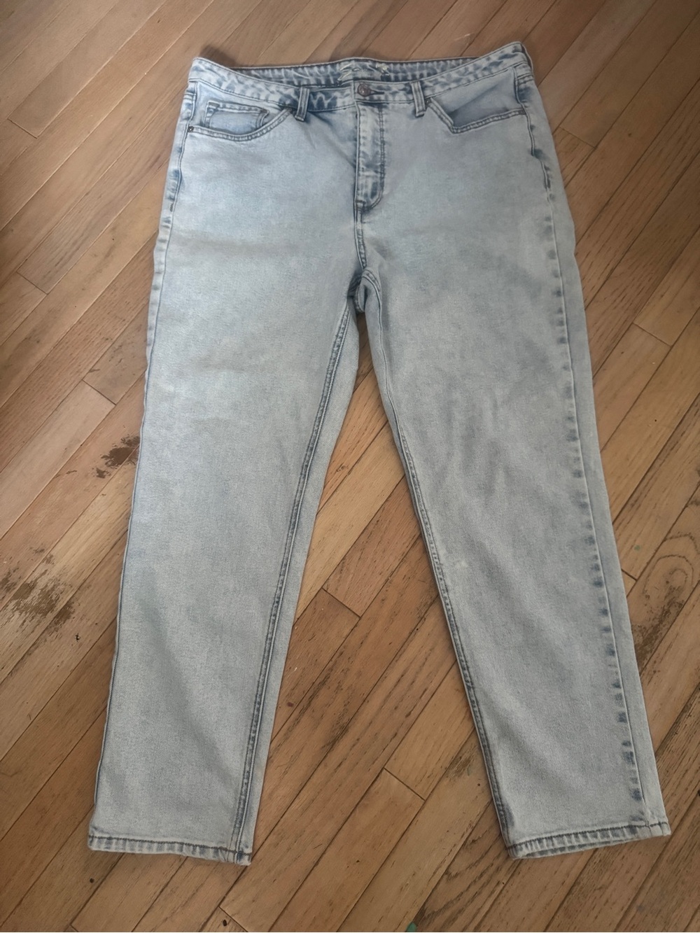 Seven7 High Rise Straight Leg Jeans Light Wash Denim Size 14